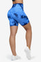 Blue Tie Dye Scrunch Shorts - for dame - Famme - Shorts