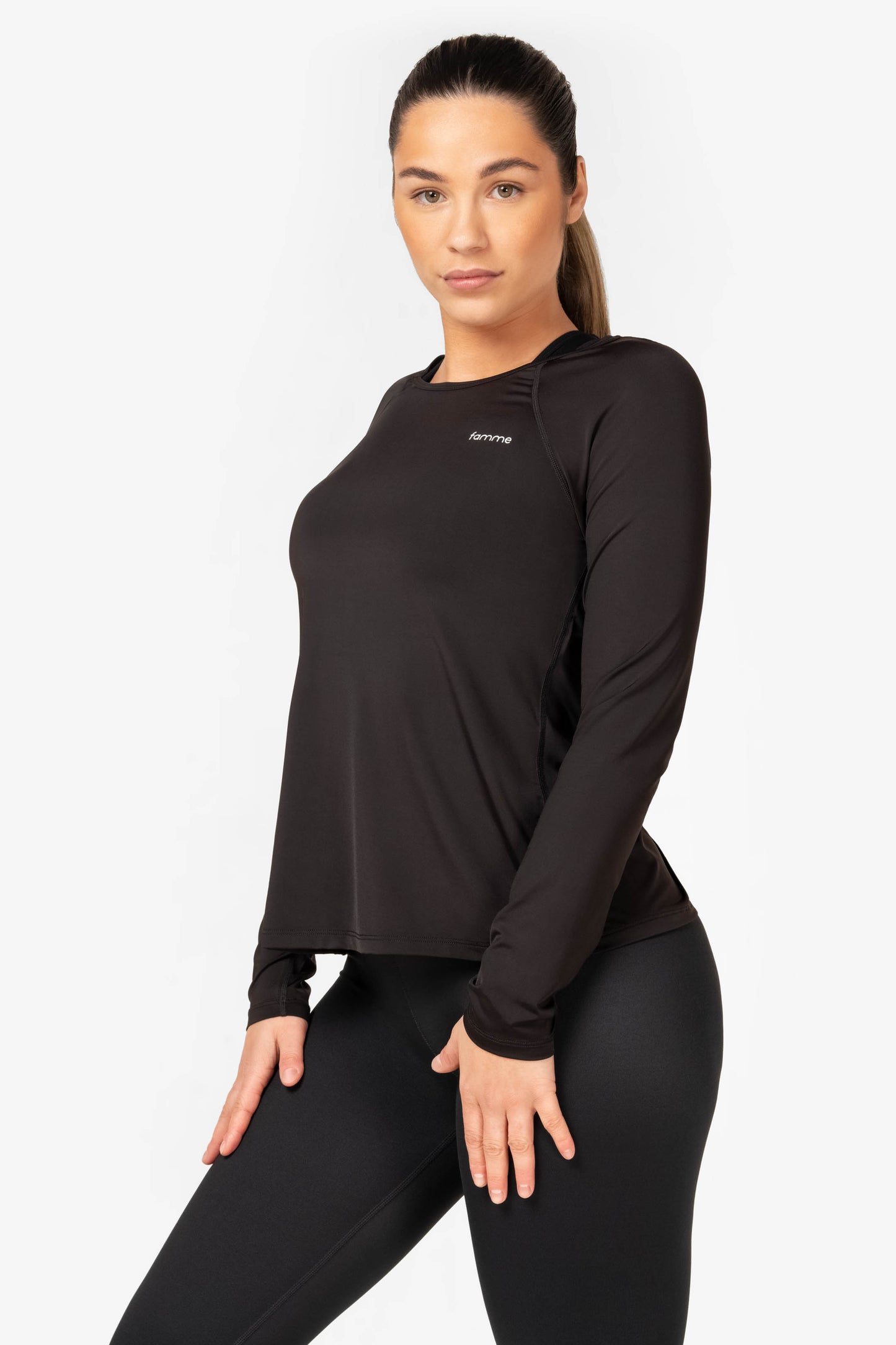 Black Loose LS T-Shirt - for dame - Famme - Training Long Sleeve