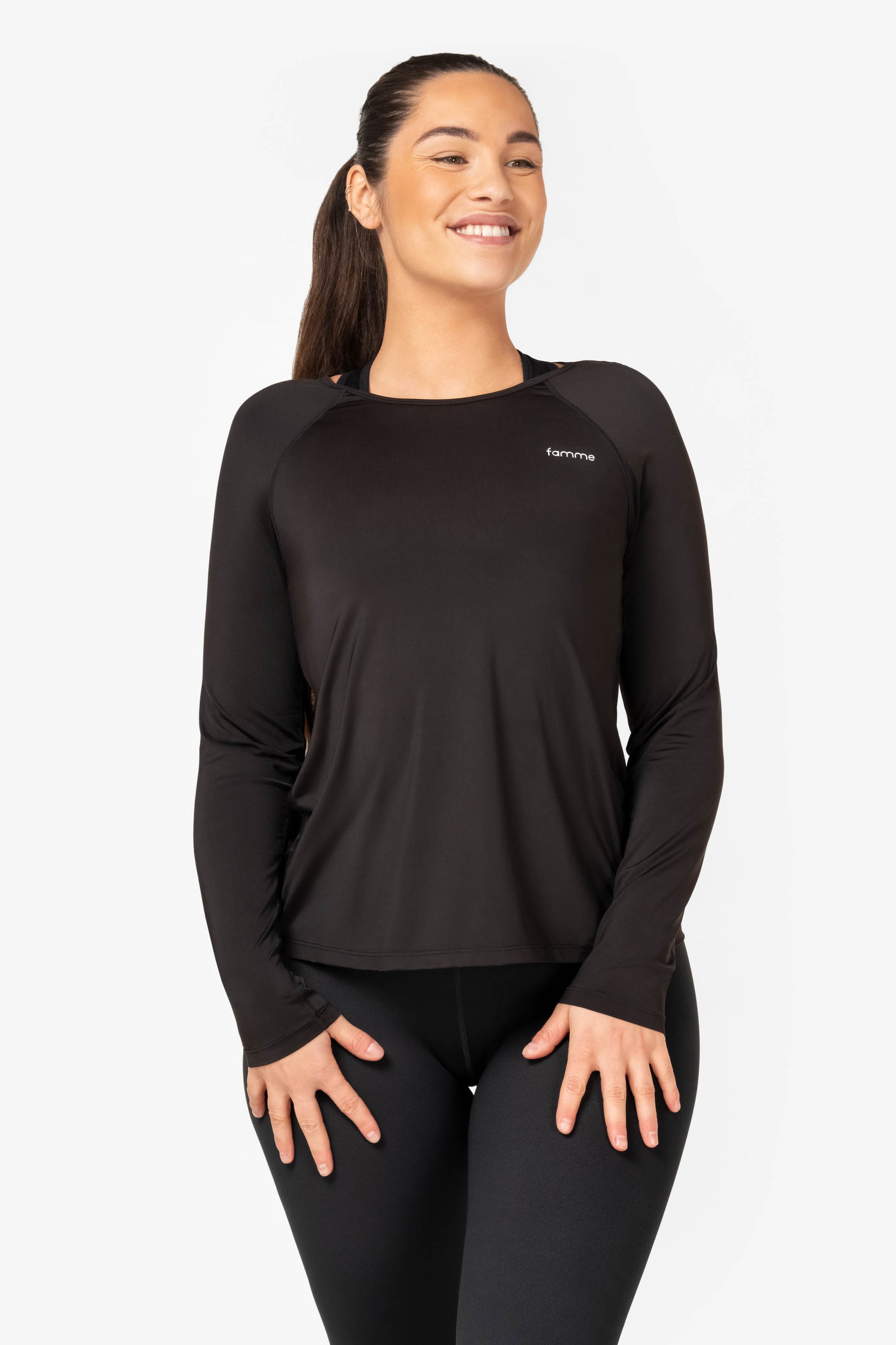 Black Loose LS T-Shirt - for dame - Famme - Training Long Sleeve