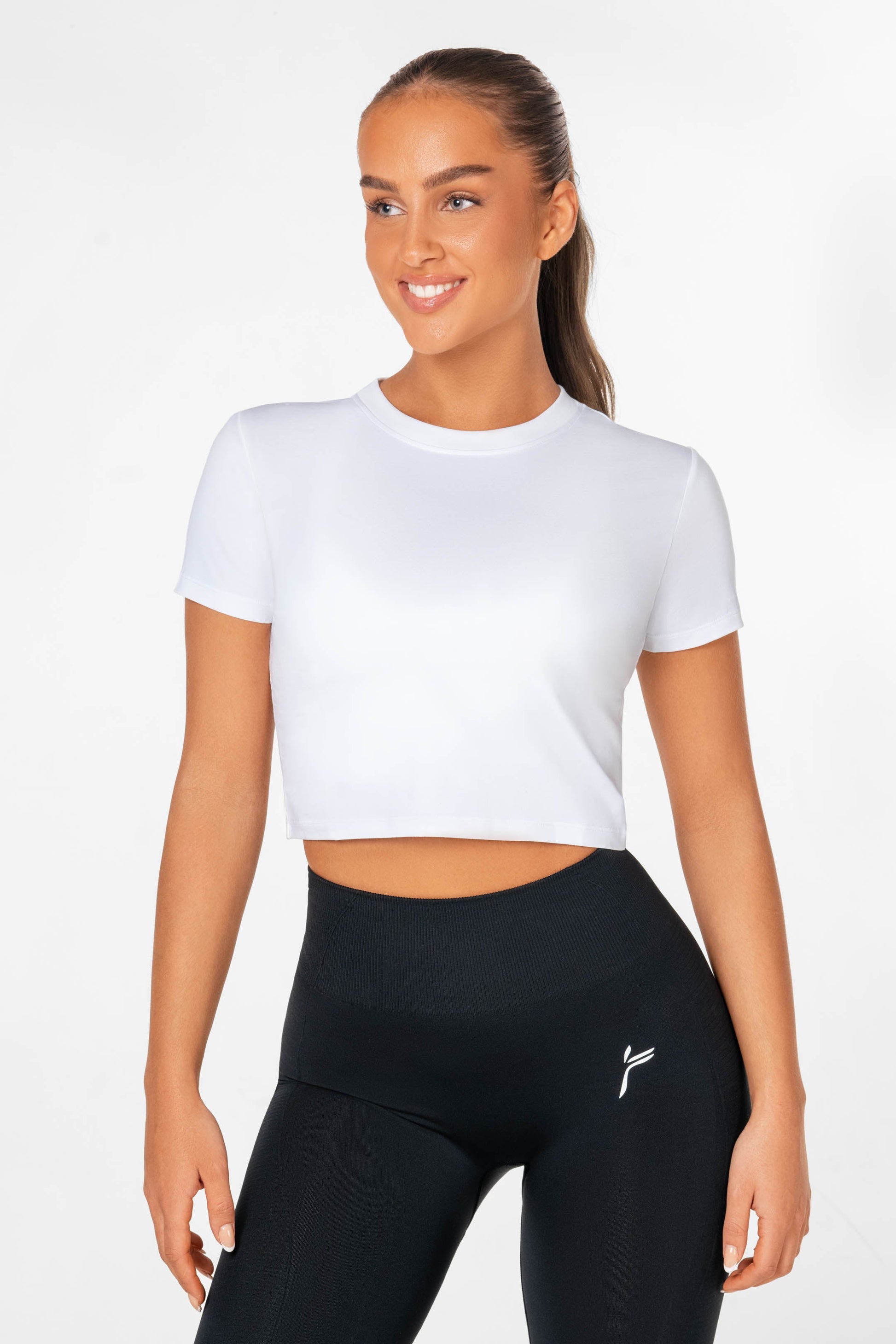 White Cropped Stretch T-Shirt